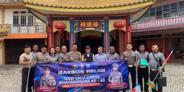 Satlantas Bengkayang Gelar Bakti Sosial Peringati HUT Lalu Lintas Bhayangkara ke 68 di Sekretariat Yayasan Vihara Ariamarama Bengkayang